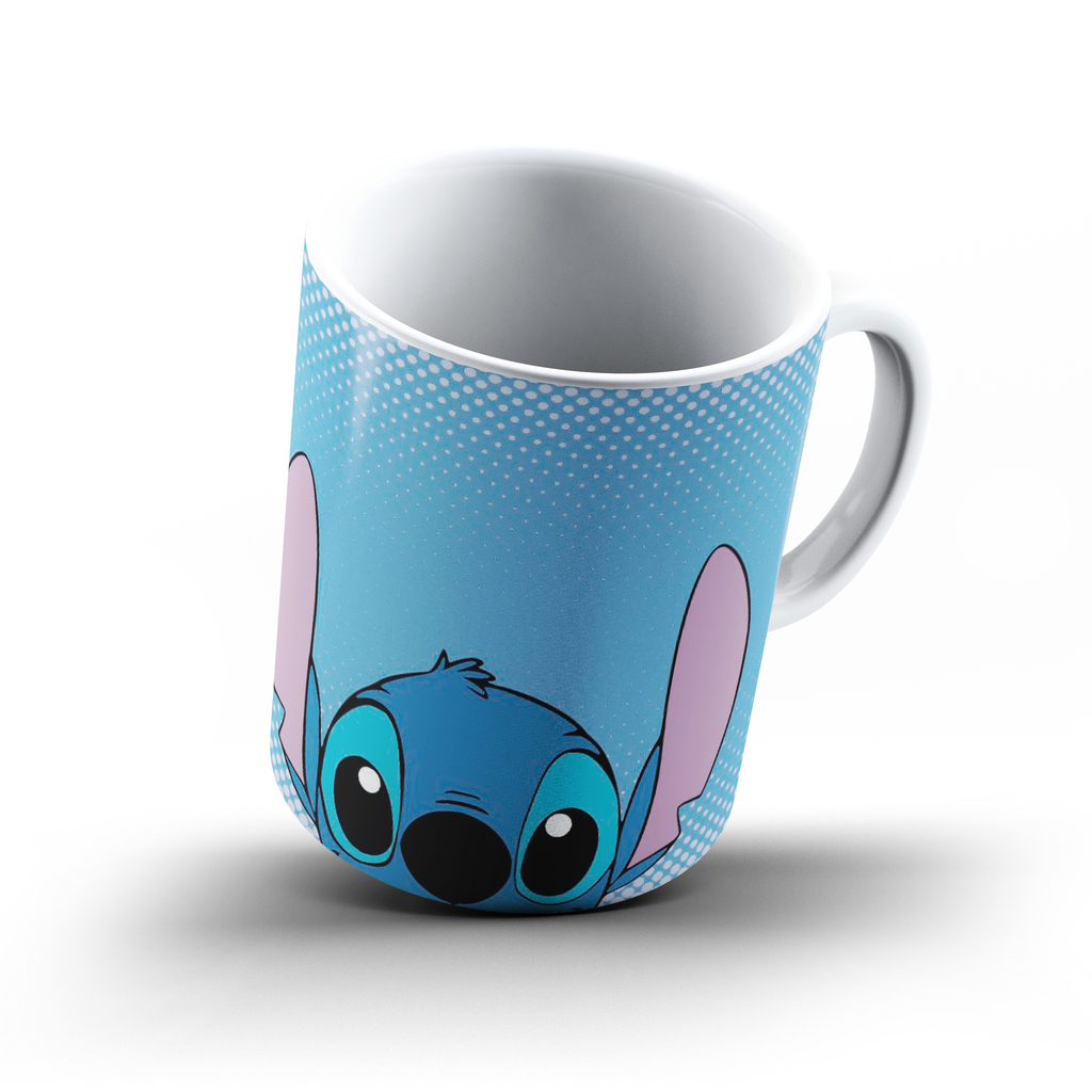 Caneca Lilo Stitch - Desenho - Interior E Alça Branca